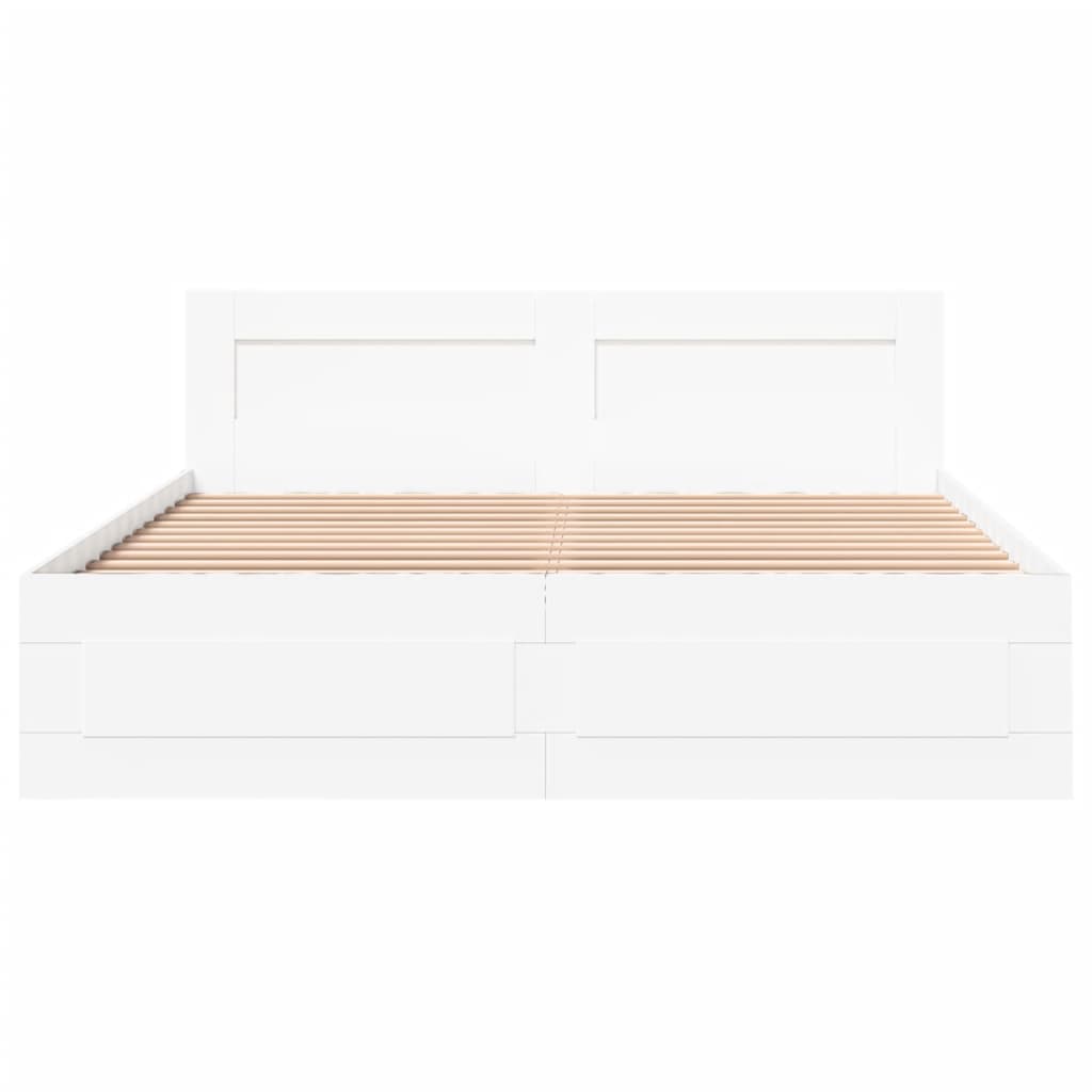 Bedframe met hoofdeinde zonder matras 160x200 cm wit is nu te koop bij PeponiXL, paradijselijk wonen!