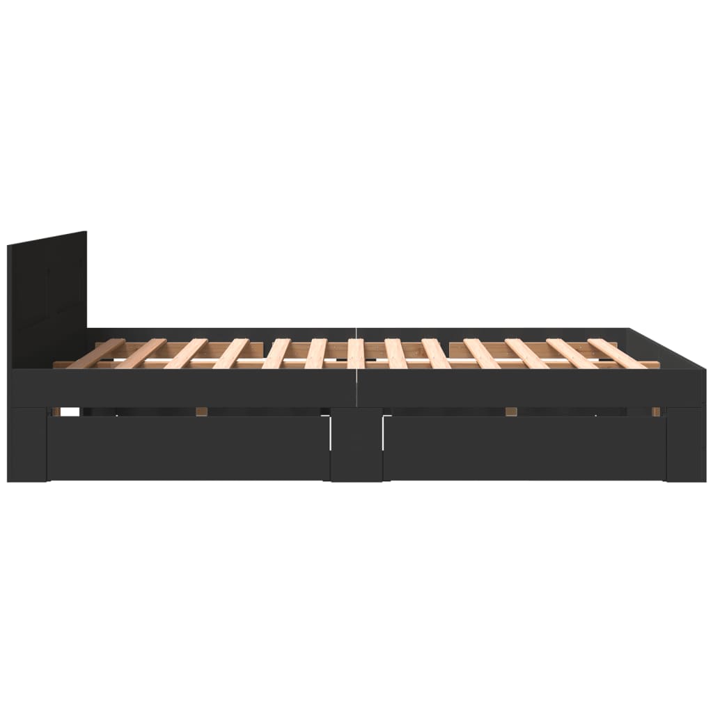 Bedframe met hoofdeinde zonder matras 160x200 cm zwart is nu te koop bij PeponiXL, paradijselijk wonen!