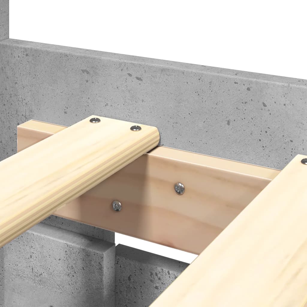Bedframe met hoofdeinde bewerkt hout betongrijs 160x200 cm is nu te koop bij PeponiXL, paradijselijk wonen!