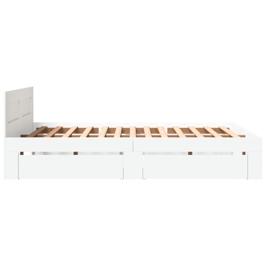 Bedframe met hoofdeinde bewerkt hout wit 150x200 cm is nu te koop bij PeponiXL, paradijselijk wonen!