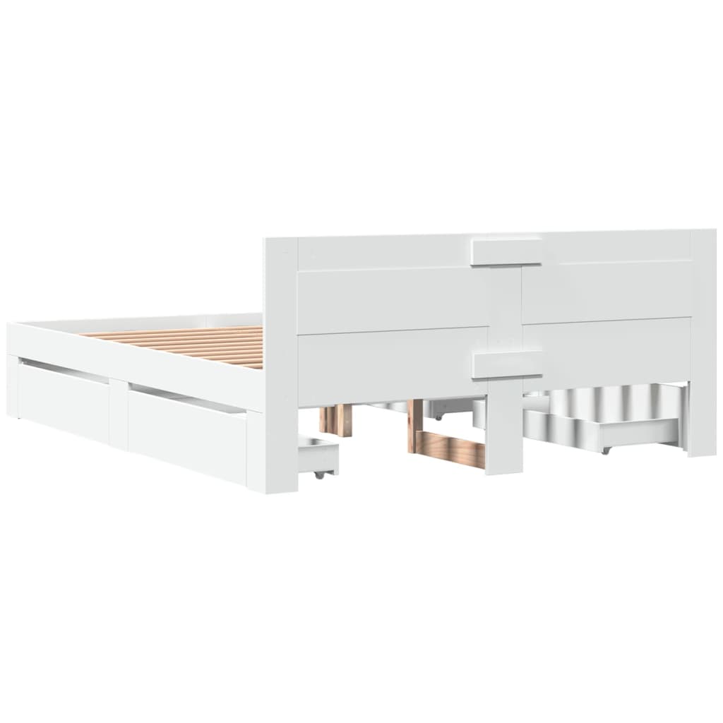 Bedframe met hoofdeinde bewerkt hout wit 150x200 cm is nu te koop bij PeponiXL, paradijselijk wonen!