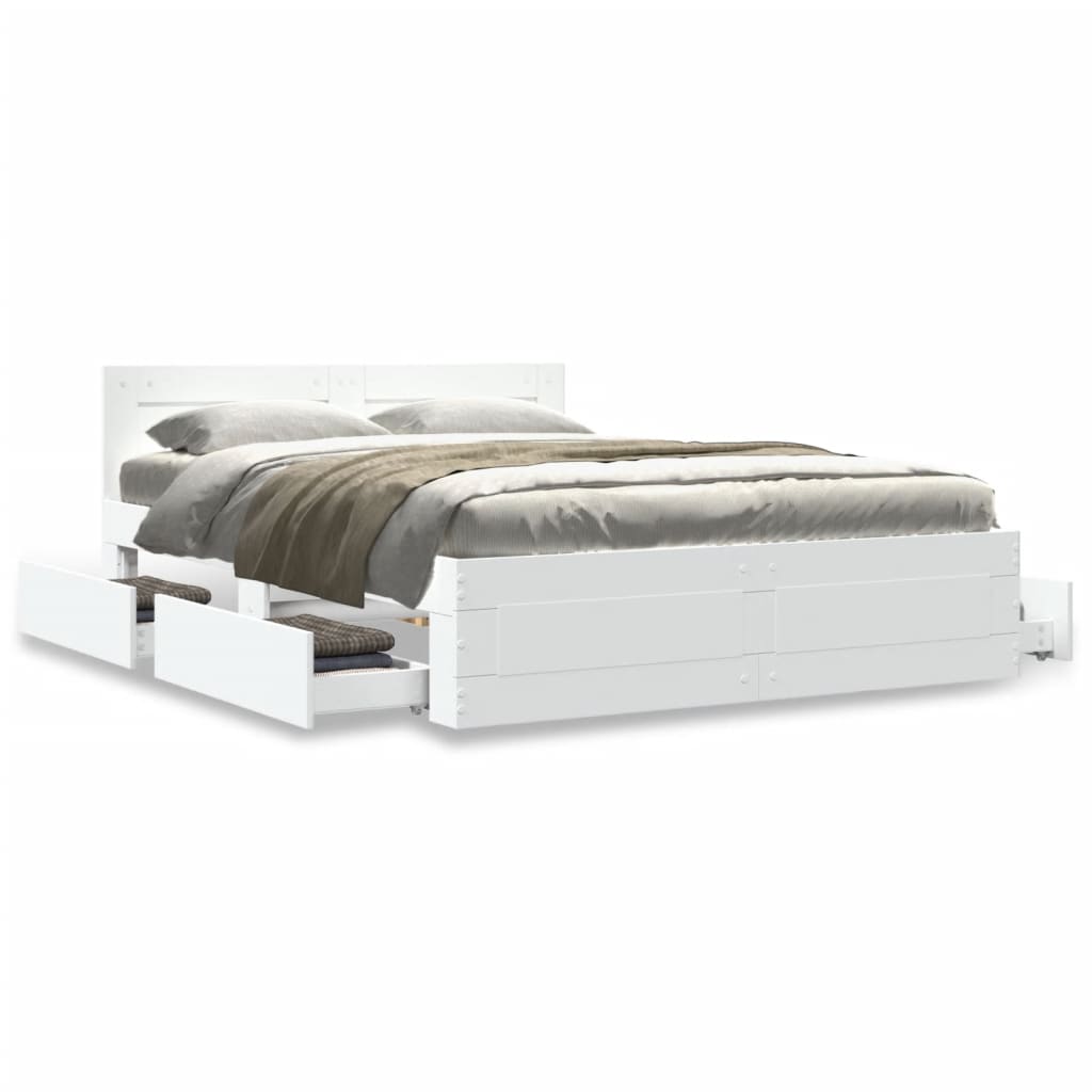 Bedframe met hoofdeinde zonder matras 140x200 cm wit is nu te koop bij PeponiXL, paradijselijk wonen!