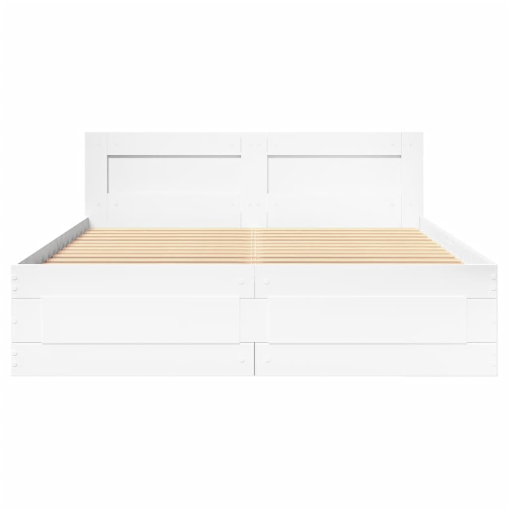 Bedframe met hoofdeinde zonder matras 140x200 cm wit is nu te koop bij PeponiXL, paradijselijk wonen!