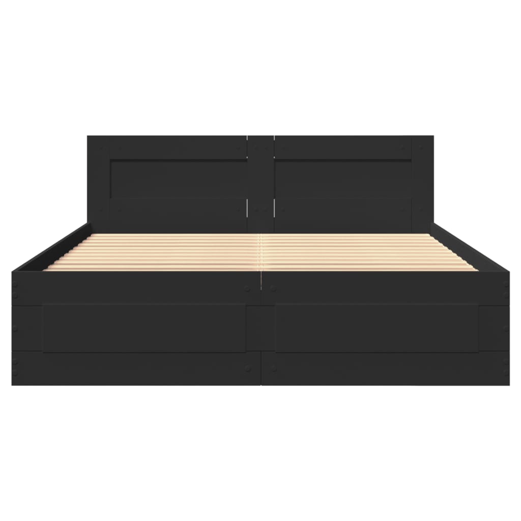 Bedframe met hoofdeinde zonder matras 140x200 cm zwart is nu te koop bij PeponiXL, paradijselijk wonen!