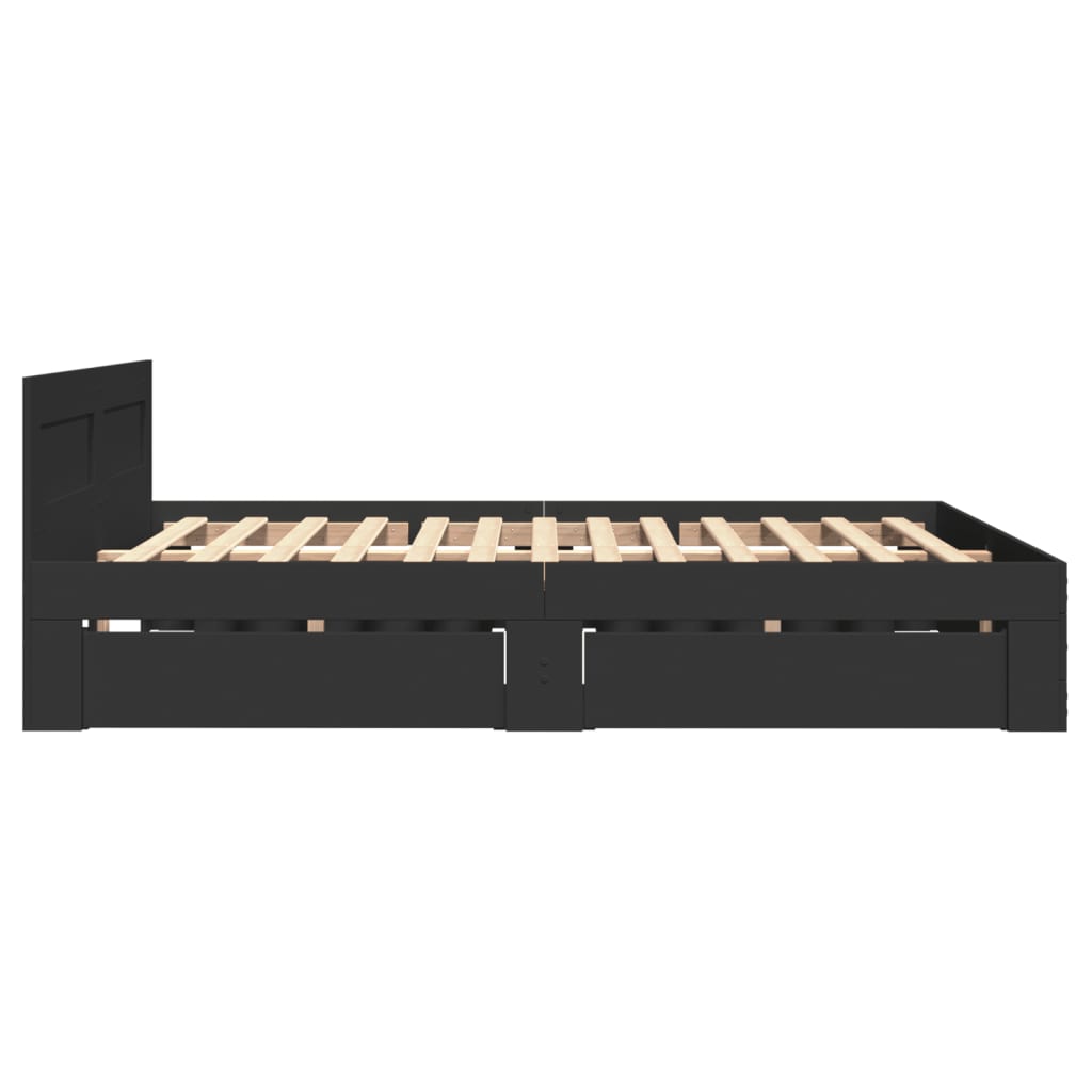 Bedframe met hoofdeinde zonder matras 140x200 cm zwart is nu te koop bij PeponiXL, paradijselijk wonen!