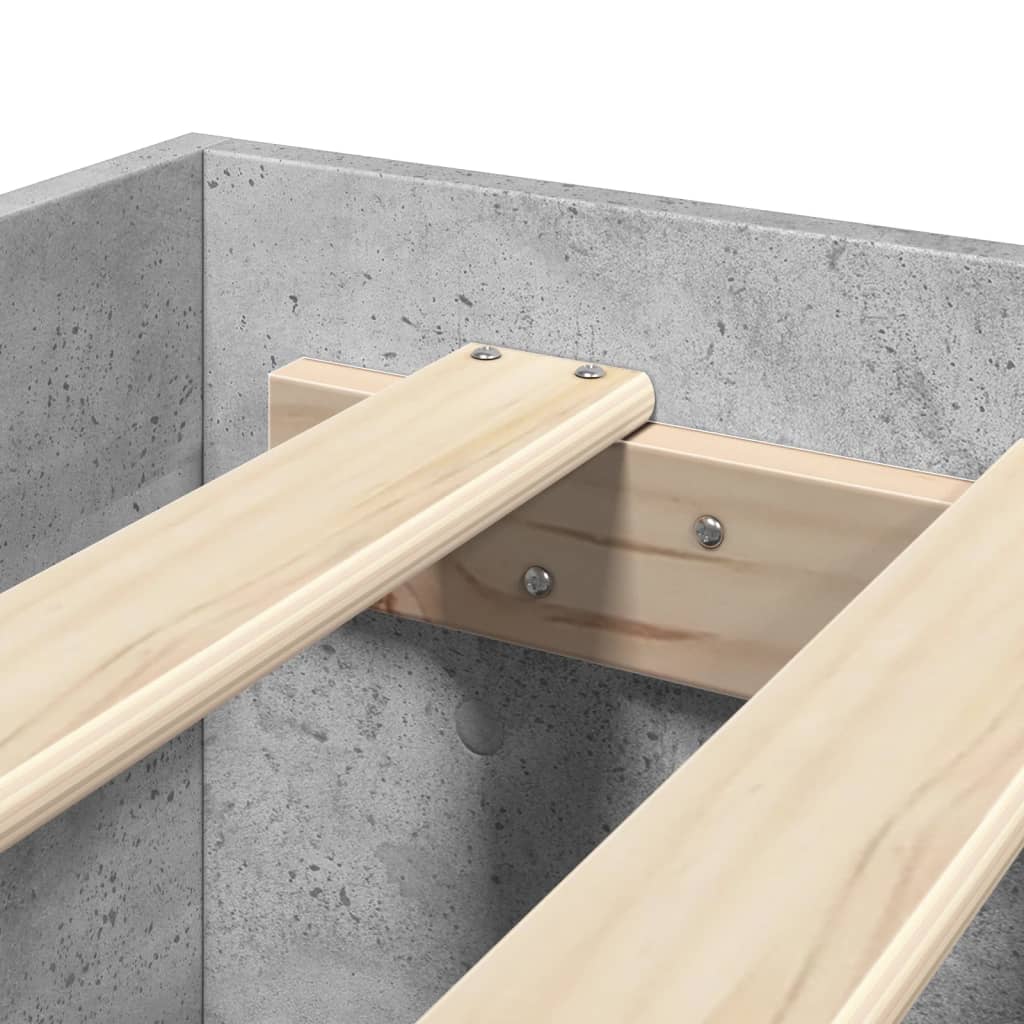 Bedframe met hoofdeinde bewerkt hout betongrijs 140x200 cm is nu te koop bij PeponiXL, paradijselijk wonen!