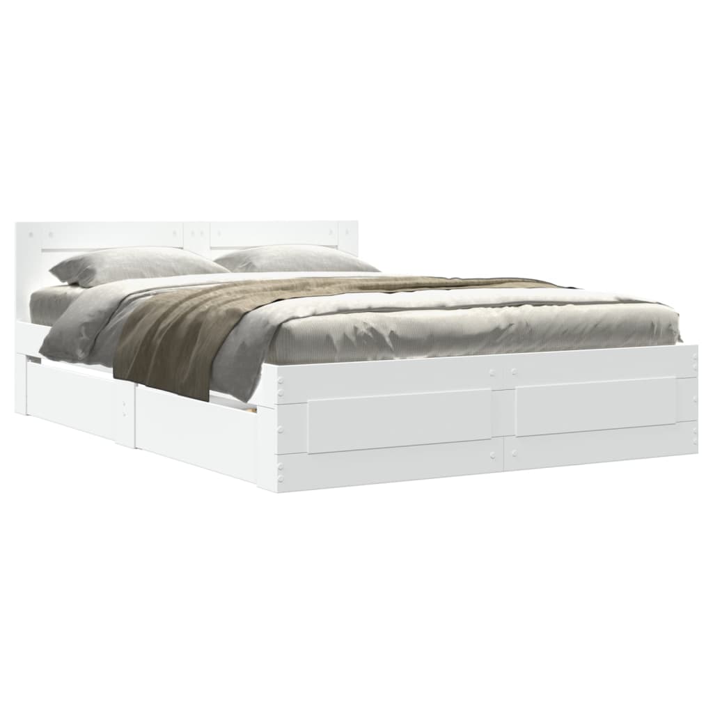 Bedframe met hoofdeinde zonder matras 120x200 cm wit is nu te koop bij PeponiXL, paradijselijk wonen!