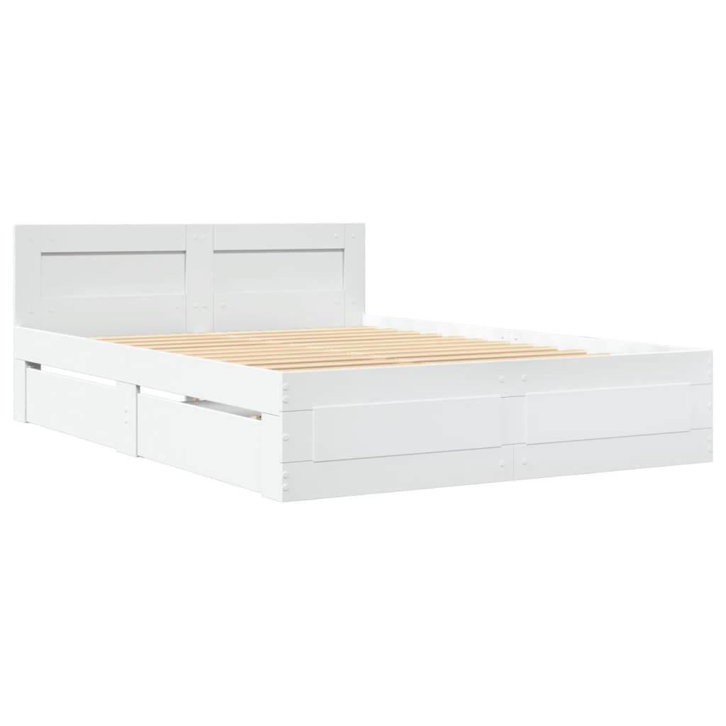 Bedframe met hoofdeinde zonder matras 120x200 cm wit is nu te koop bij PeponiXL, paradijselijk wonen!