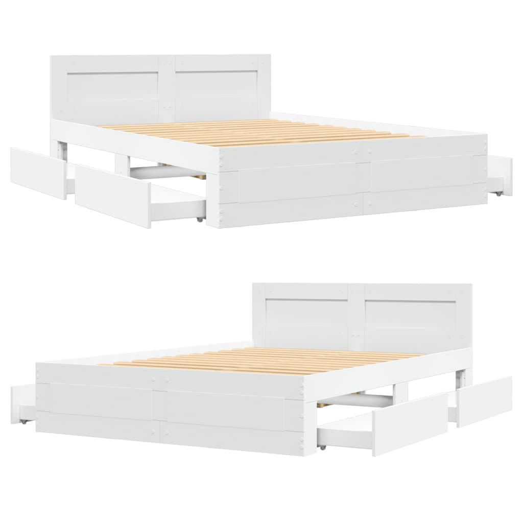 Bedframe met hoofdeinde zonder matras 120x200 cm wit is nu te koop bij PeponiXL, paradijselijk wonen!