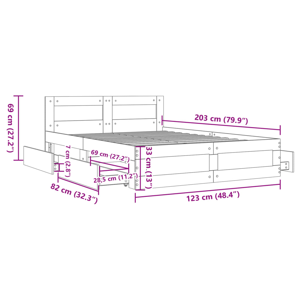Bedframe met hoofdeinde zonder matras 120x200 cm wit is nu te koop bij PeponiXL, paradijselijk wonen!