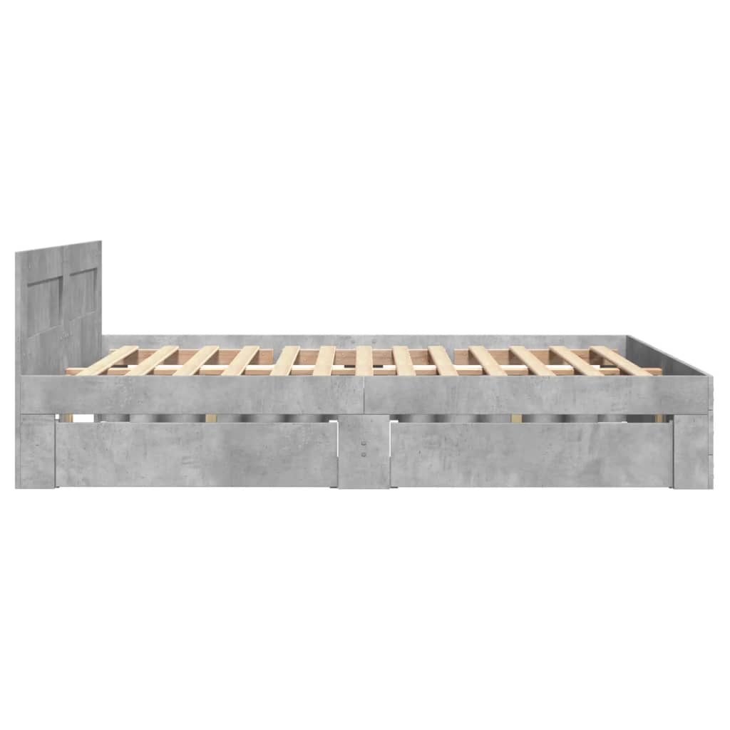 Bedframe met hoofdeinde bewerkt hout betongrijs 120x200 cm is nu te koop bij PeponiXL, paradijselijk wonen!