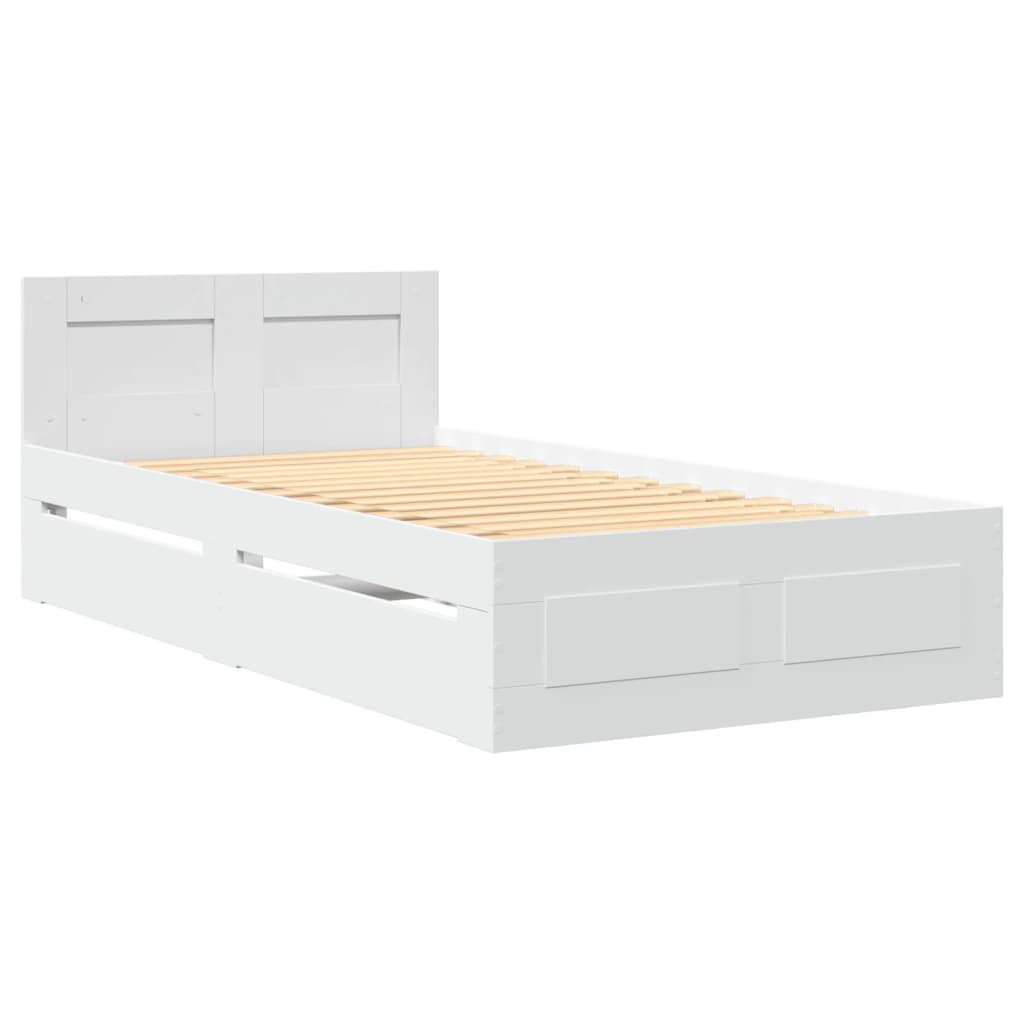 Bedframe met hoofdeinde zonder matras 100x200 cm wit is nu te koop bij PeponiXL, paradijselijk wonen!