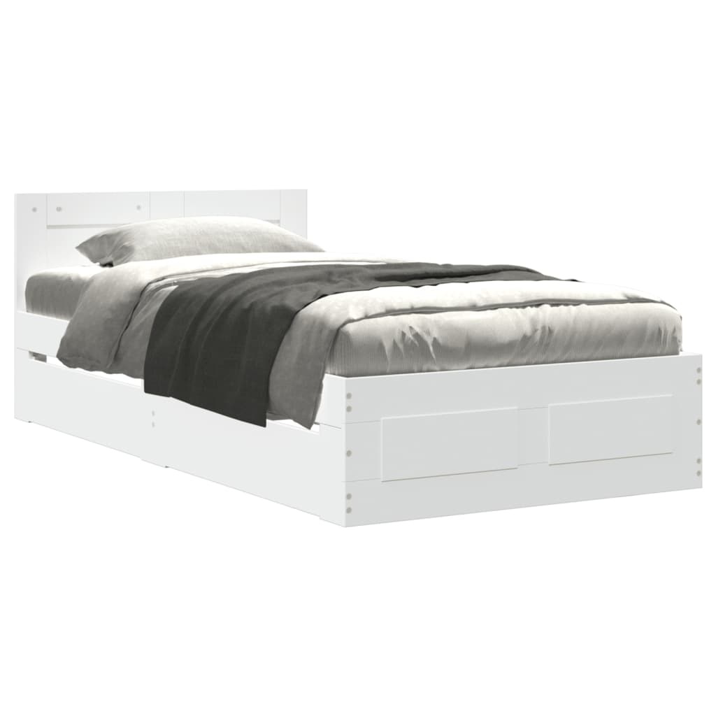 Bedframe met hoofdeinde zonder matras 100x200 cm wit is nu te koop bij PeponiXL, paradijselijk wonen!