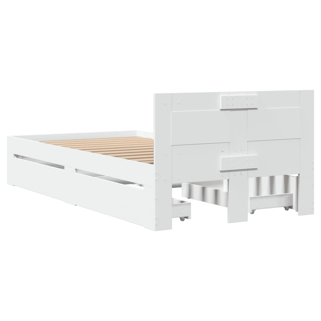 Bedframe met hoofdeinde zonder matras 100x200 cm wit is nu te koop bij PeponiXL, paradijselijk wonen!
