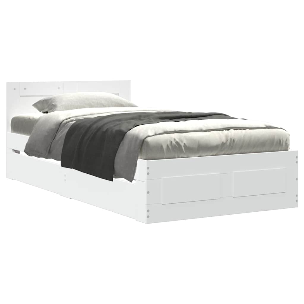 Bedframe met hoofdeinde zonder matras 90x200 cm wit is nu te koop bij PeponiXL, paradijselijk wonen!