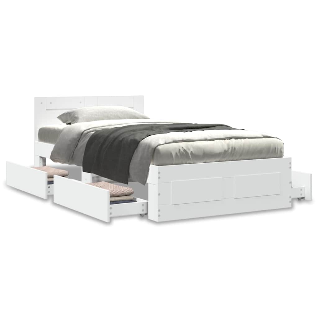 Bedframe met hoofdeinde zonder matras 90x200 cm wit is nu te koop bij PeponiXL, paradijselijk wonen!