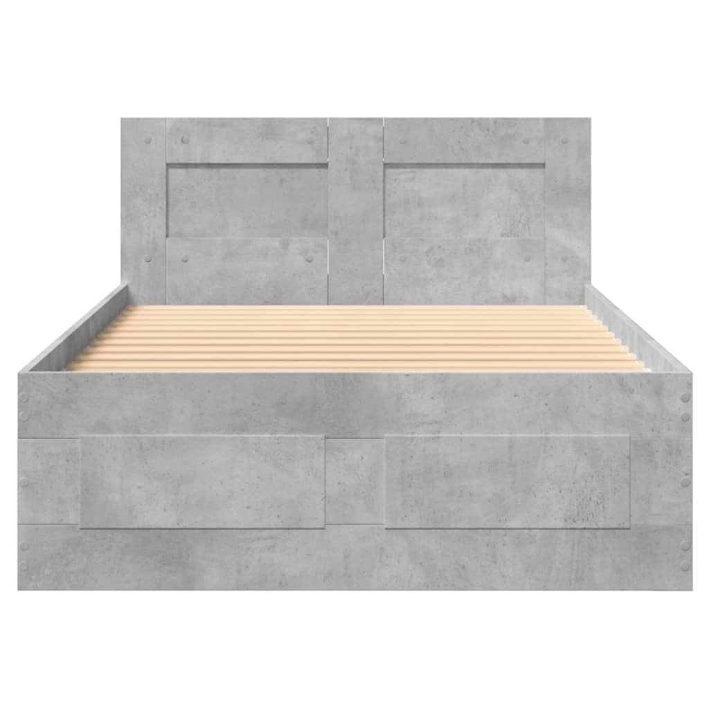 Bedframe met hoofdeinde bewerkt hout betongrijs 90x200 cm is nu te koop bij PeponiXL, paradijselijk wonen!