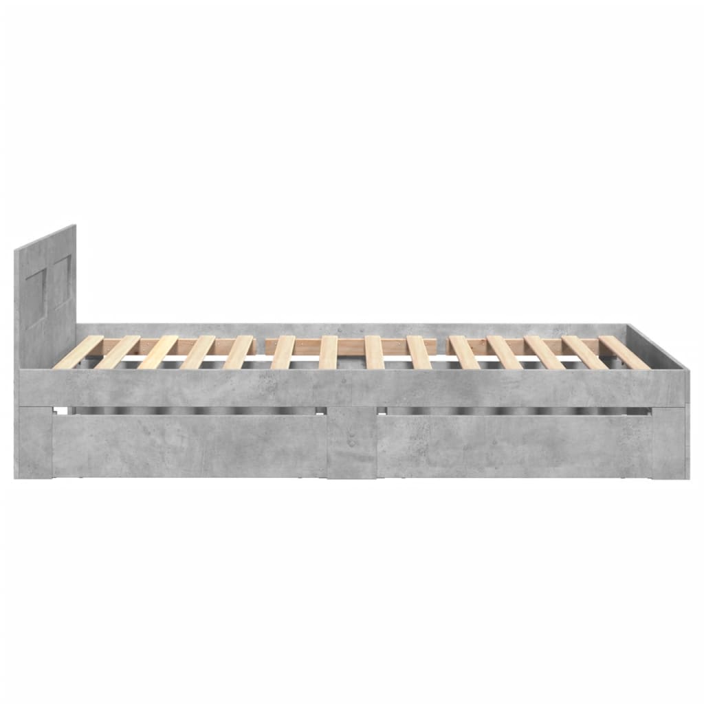 Bedframe met hoofdeinde bewerkt hout betongrijs 90x200 cm is nu te koop bij PeponiXL, paradijselijk wonen!