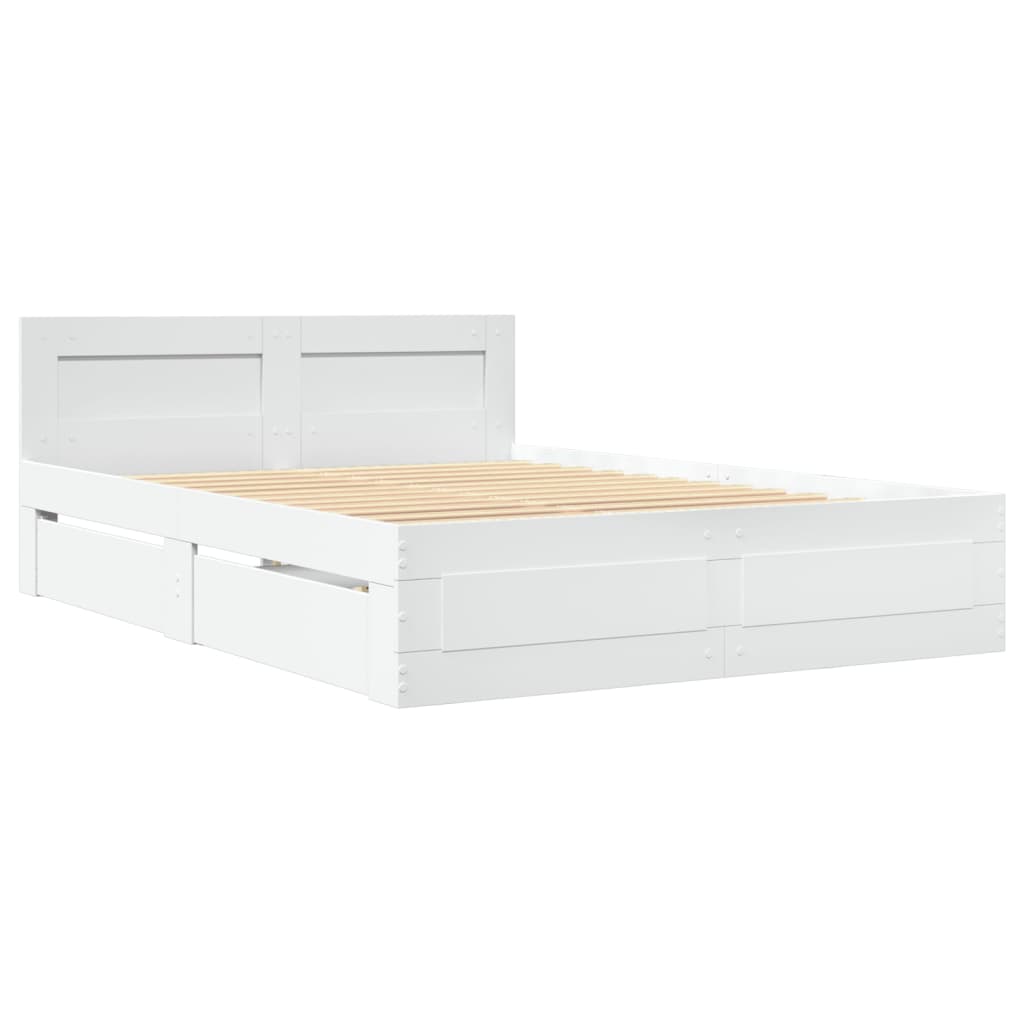 Bedframe met hoofdeinde zonder matras 140x190 cm wit is nu te koop bij PeponiXL, paradijselijk wonen!