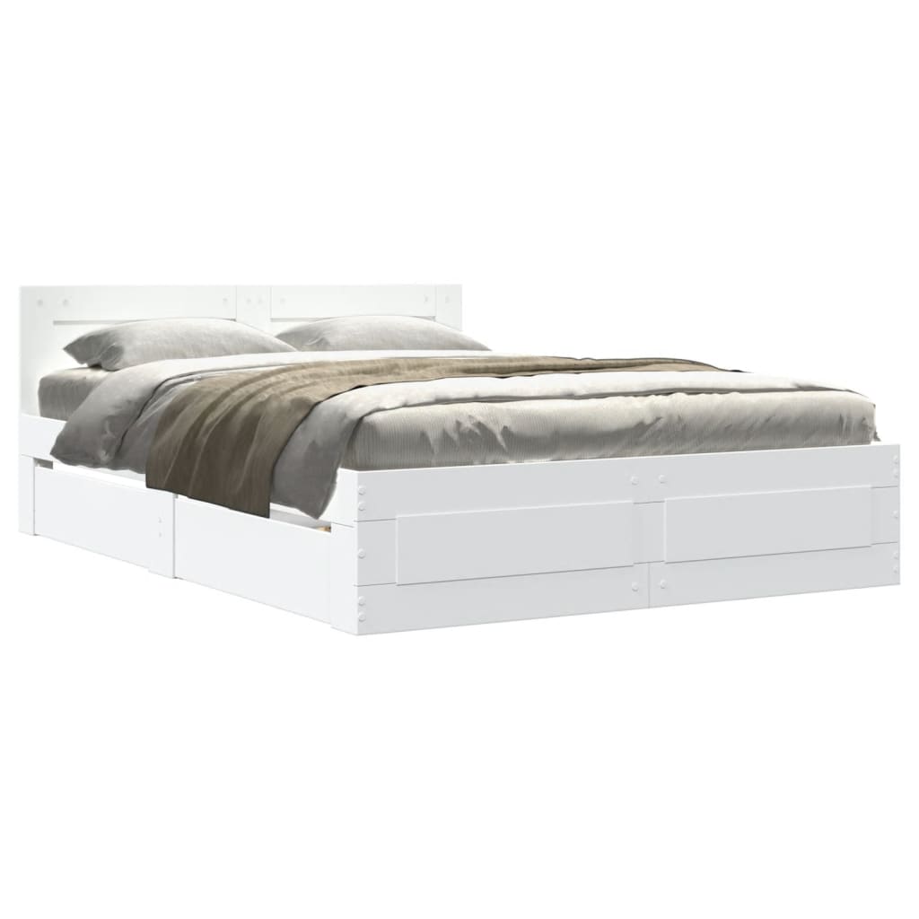 Bedframe met hoofdeinde zonder matras 140x190 cm wit is nu te koop bij PeponiXL, paradijselijk wonen!