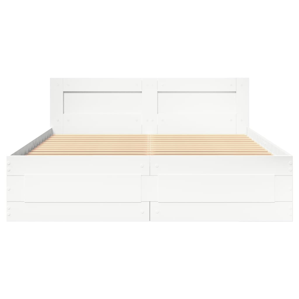 Bedframe met hoofdeinde zonder matras 140x190 cm wit is nu te koop bij PeponiXL, paradijselijk wonen!