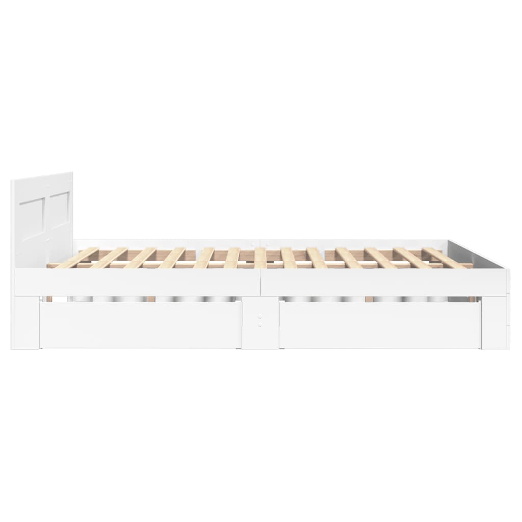 Bedframe met hoofdeinde zonder matras 140x190 cm wit is nu te koop bij PeponiXL, paradijselijk wonen!