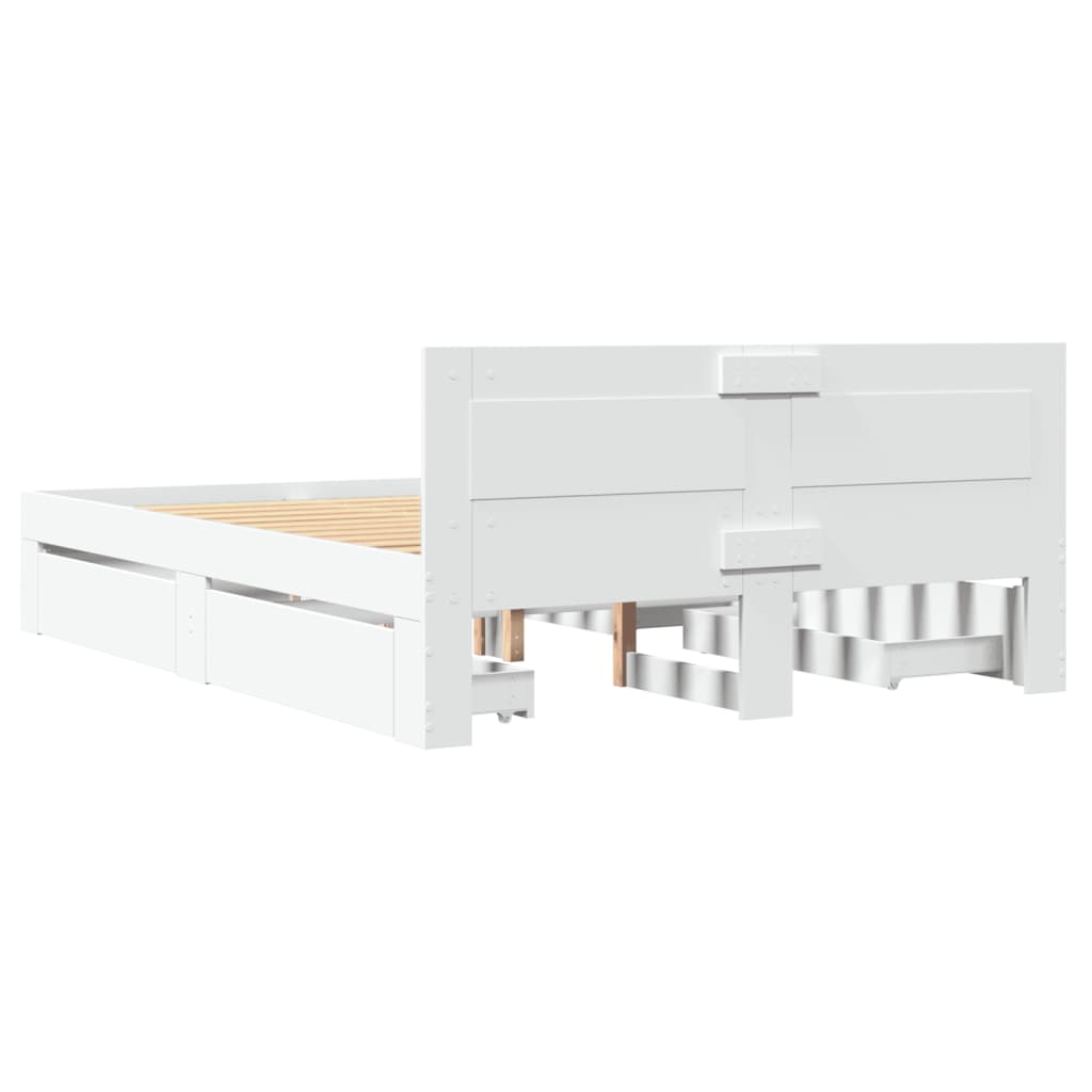 Bedframe met hoofdeinde bewerkt hout wit 120x190 cm is nu te koop bij PeponiXL, paradijselijk wonen!