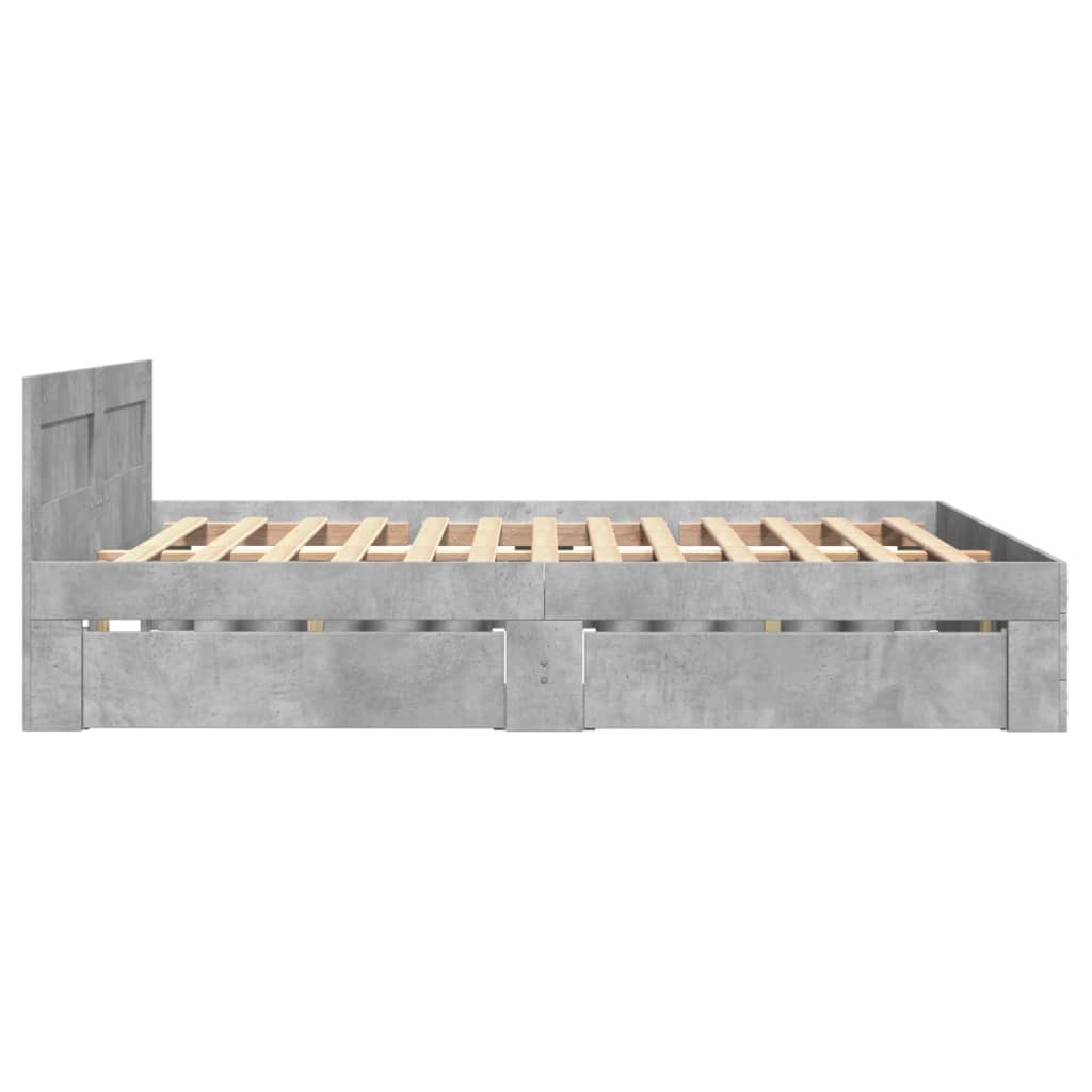 Bedframe met hoofdeinde bewerkt hout betongrijs 120x190 cm is nu te koop bij PeponiXL, paradijselijk wonen!