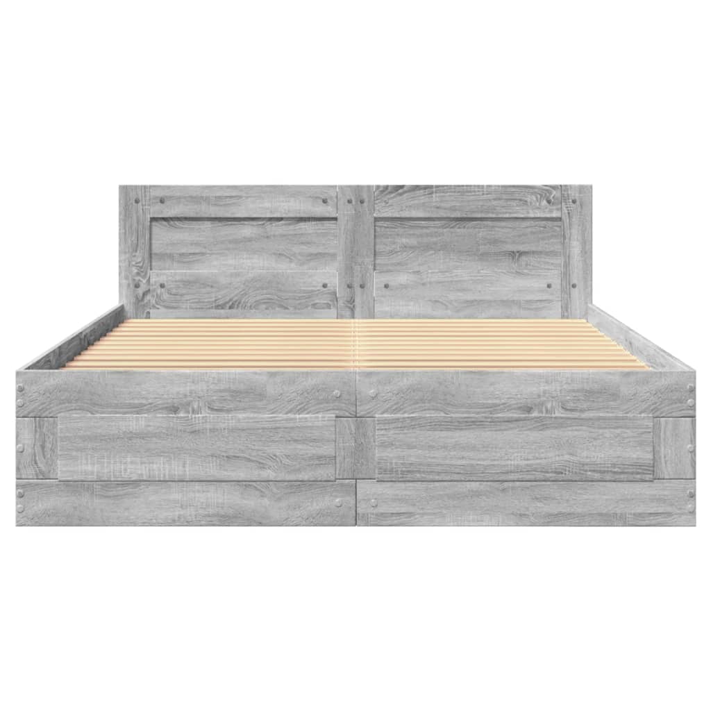 Bedframe met hoofdeinde grijs sonoma eiken 120x190 cm is nu te koop bij PeponiXL, paradijselijk wonen!