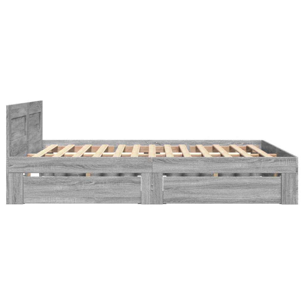 Bedframe met hoofdeinde grijs sonoma eiken 120x190 cm is nu te koop bij PeponiXL, paradijselijk wonen!