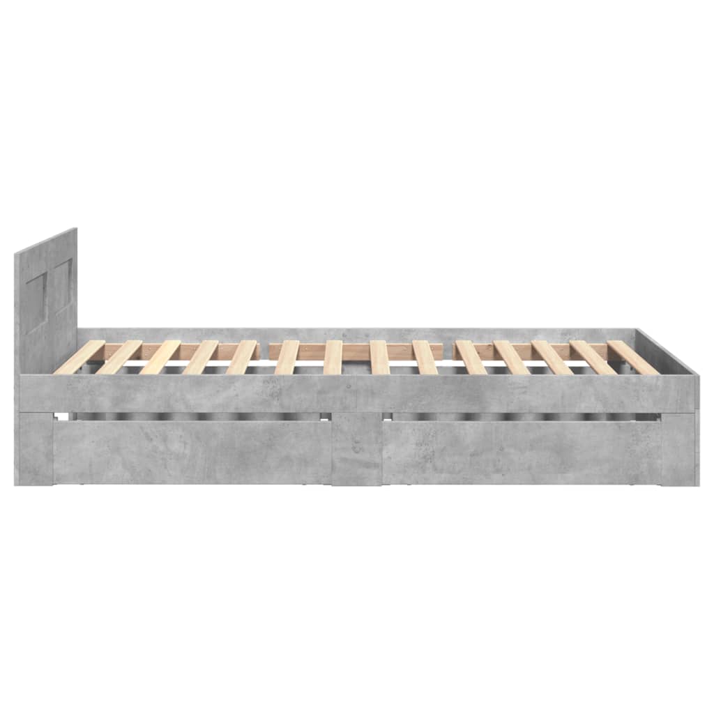 Bedframe met hoofdbord bewerkt hout betongrijs 75x190 cm is nu te koop bij PeponiXL, paradijselijk wonen!