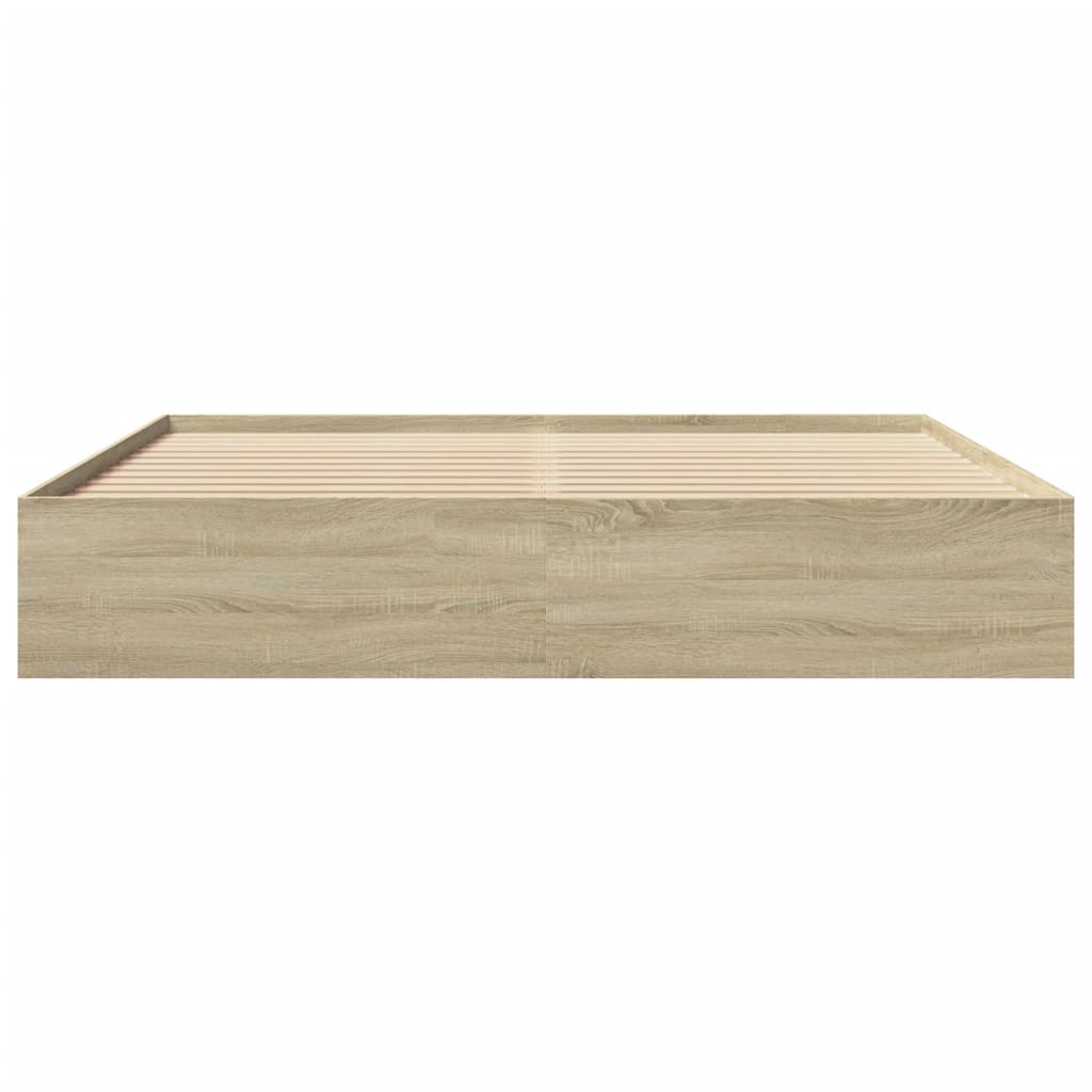 Bedframe zonder matras 200x200cm spaanplaat sonoma eikenkleurig is nu te koop bij PeponiXL, paradijselijk wonen!