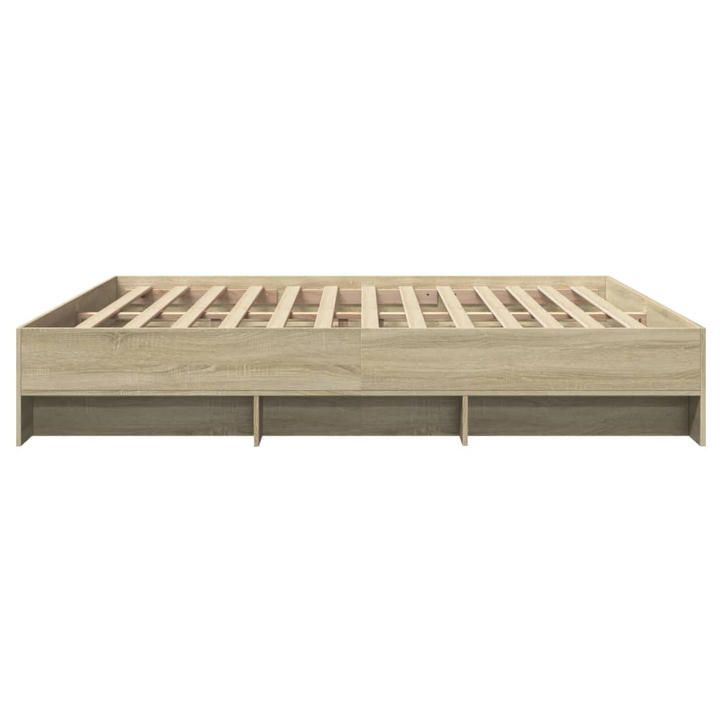 Bedframe zonder matras 200x200cm spaanplaat sonoma eikenkleurig is nu te koop bij PeponiXL, paradijselijk wonen!