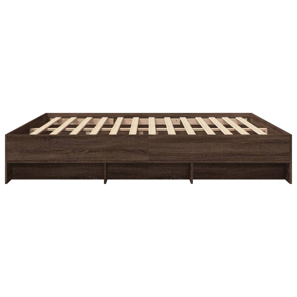 Bedframe zonder matras 200x200 cm spaanplaat bruin eikenkleurig is nu te koop bij PeponiXL, paradijselijk wonen!
