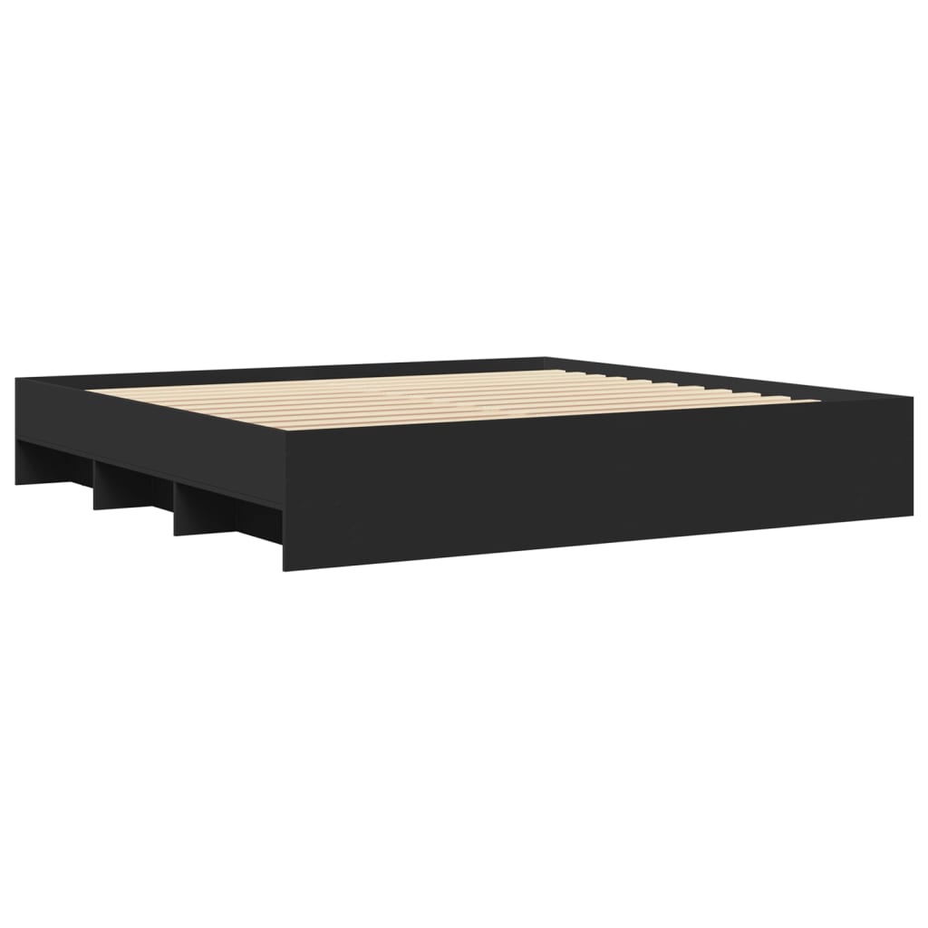 Bedframe zonder matras 180x200 cm spaanplaat zwart is nu te koop bij PeponiXL, paradijselijk wonen!