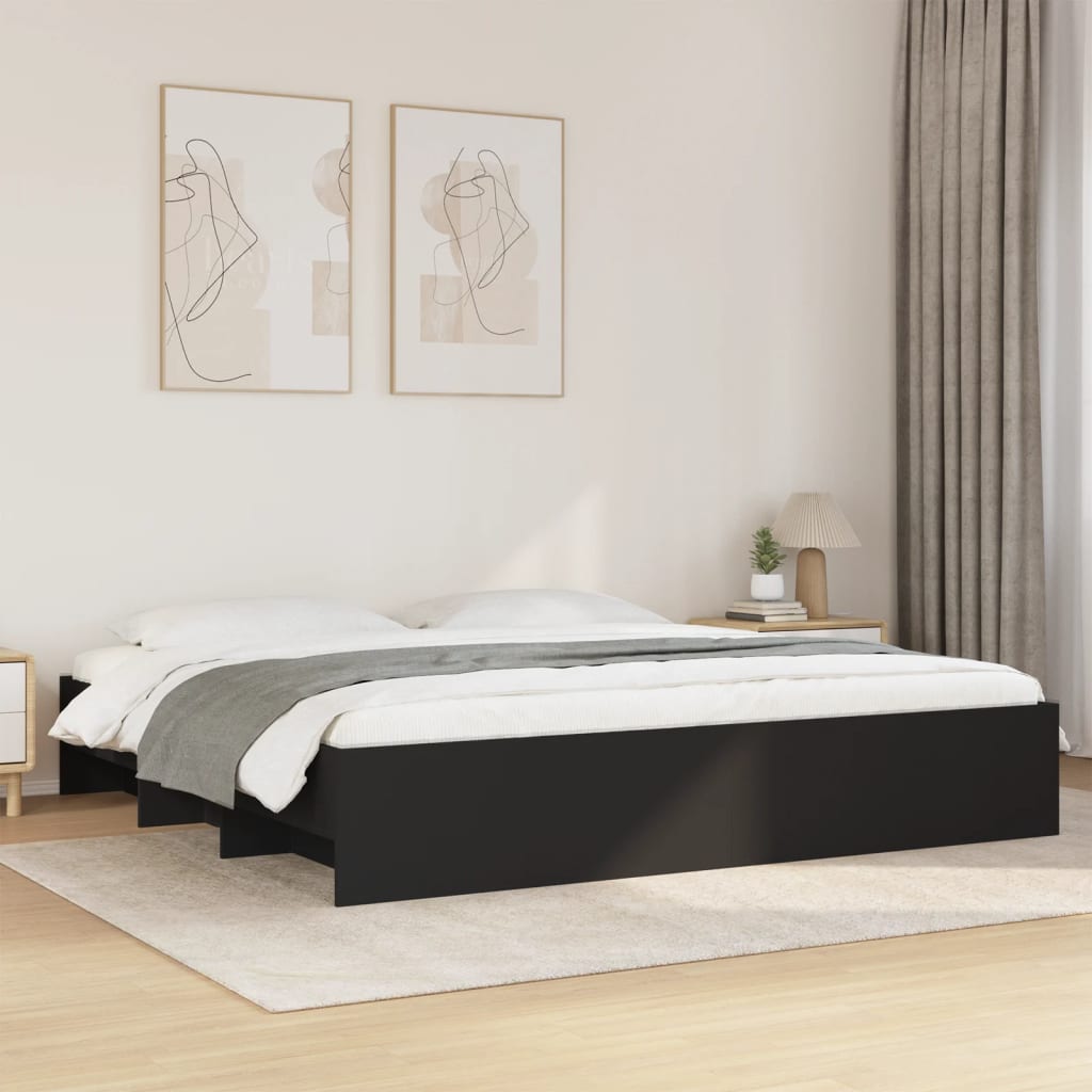 Bedframe zonder matras 180x200 cm spaanplaat zwart is nu te koop bij PeponiXL, paradijselijk wonen!