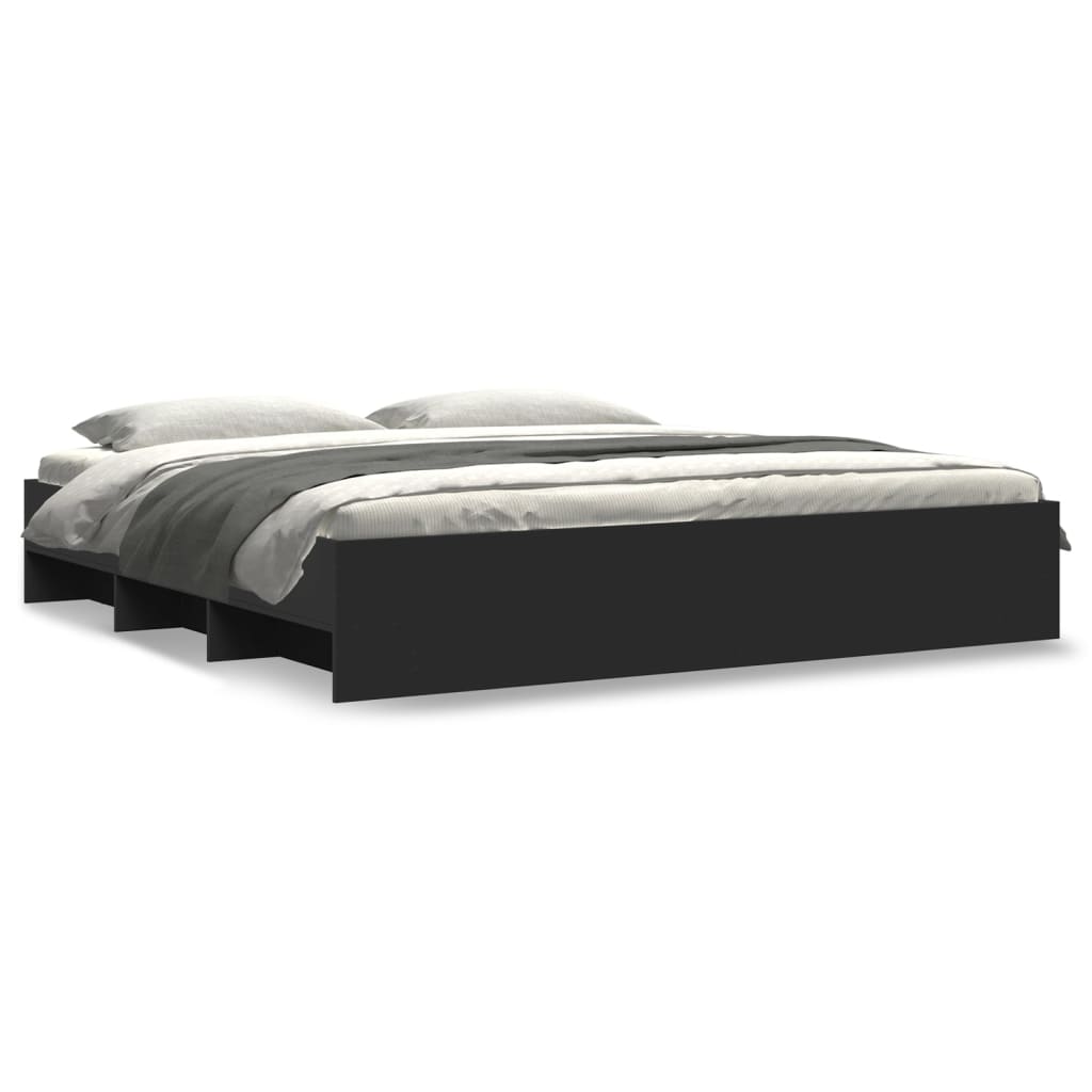 Bedframe zonder matras 180x200 cm spaanplaat zwart is nu te koop bij PeponiXL, paradijselijk wonen!