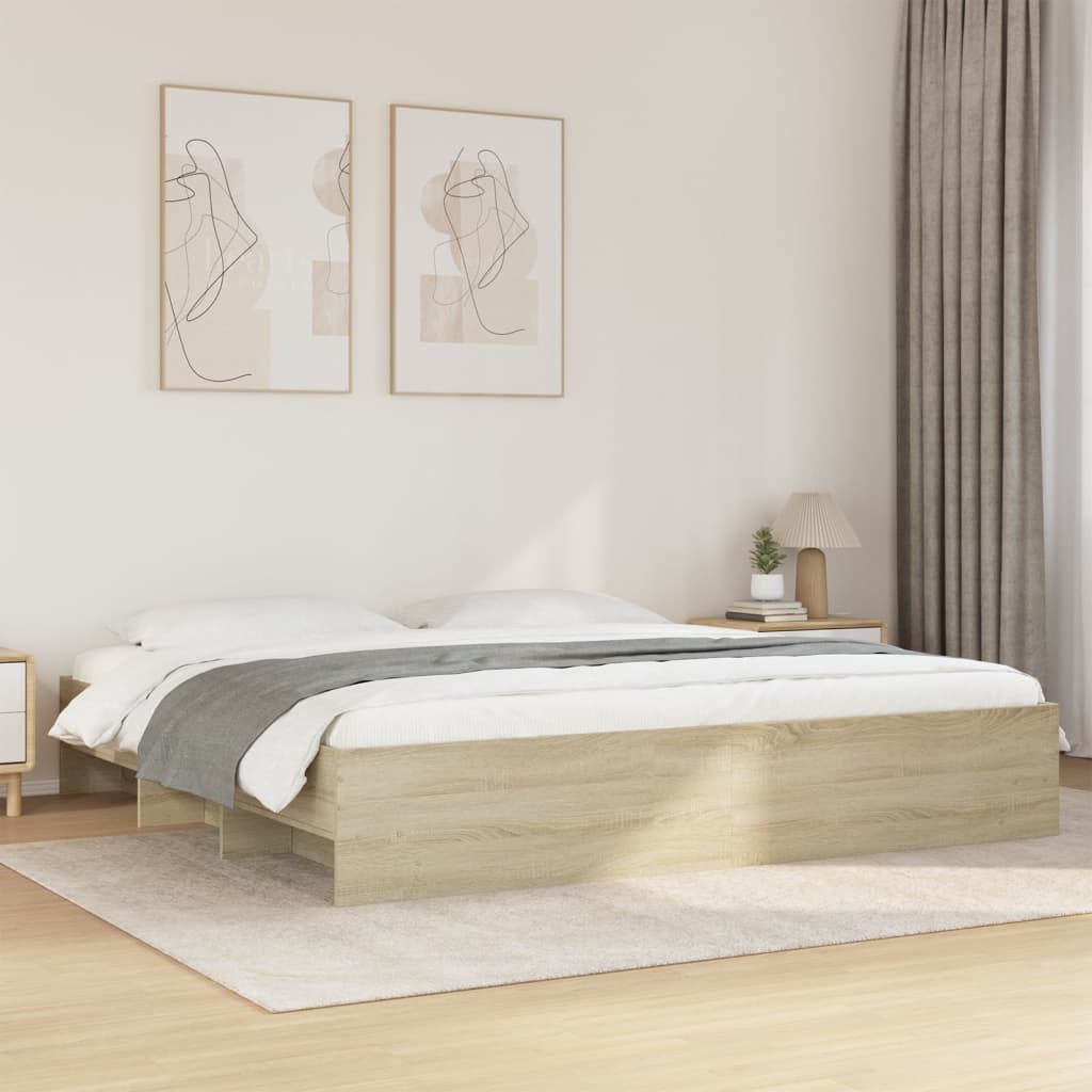 Bedframe zonder matras hout sonoma eikenkleurig 180x200 cm is nu te koop bij PeponiXL, paradijselijk wonen!