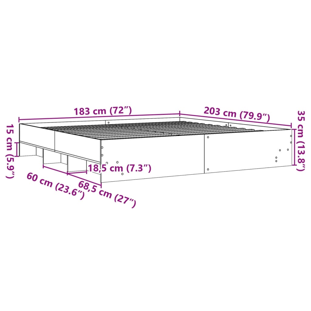 Bedframe zonder matras 180x200 cm spaanplaat betongrijs is nu te koop bij PeponiXL, paradijselijk wonen!