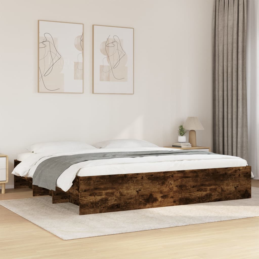 Bedframe zonder matras hout gerookt eikenkleurig 180x200 cm is nu te koop bij PeponiXL, paradijselijk wonen!