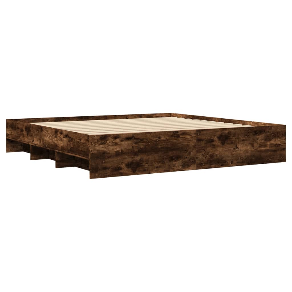 Bedframe zonder matras hout gerookt eikenkleurig 180x200 cm is nu te koop bij PeponiXL, paradijselijk wonen!