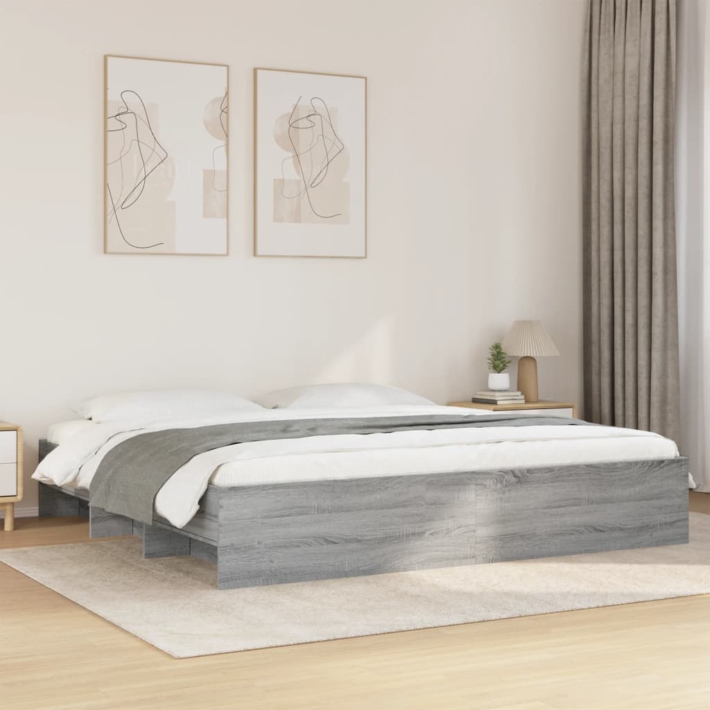 Bedframe zonder matras 180x200 cm spaanplaat grijs Sonoma is nu te koop bij PeponiXL, paradijselijk wonen!
