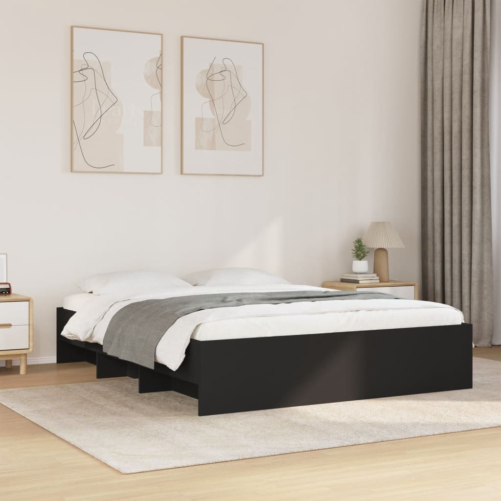 Bedframe zonder matras 160x200 cm spaanplaat zwart is nu te koop bij PeponiXL, paradijselijk wonen!