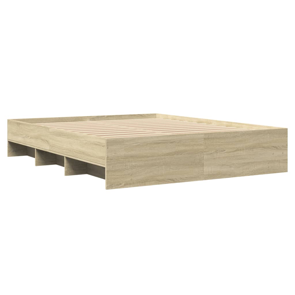 Bedframe zonder matras hout sonoma eikenkleurig 160x200 cm is nu te koop bij PeponiXL, paradijselijk wonen!
