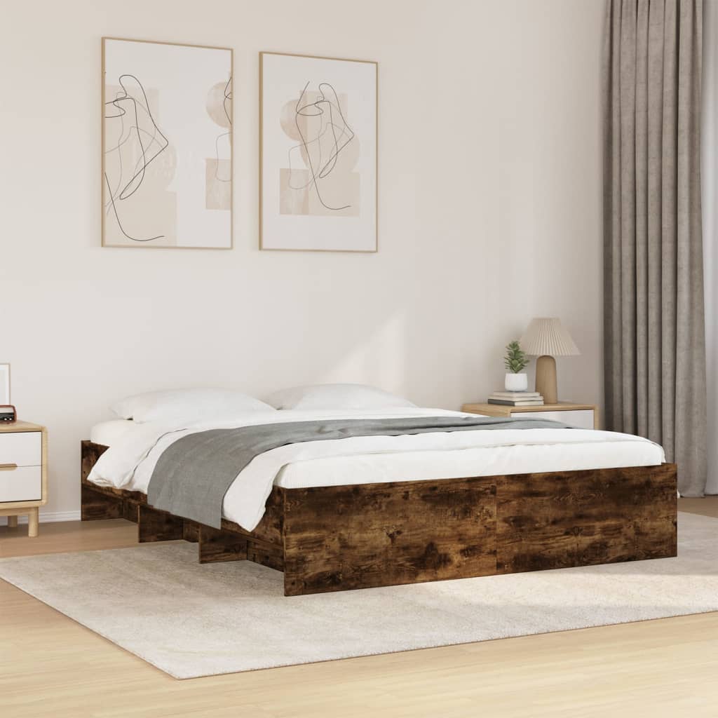 Bedframe zonder matras hout gerookt eikenkleurig 160x200 cm is nu te koop bij PeponiXL, paradijselijk wonen!
