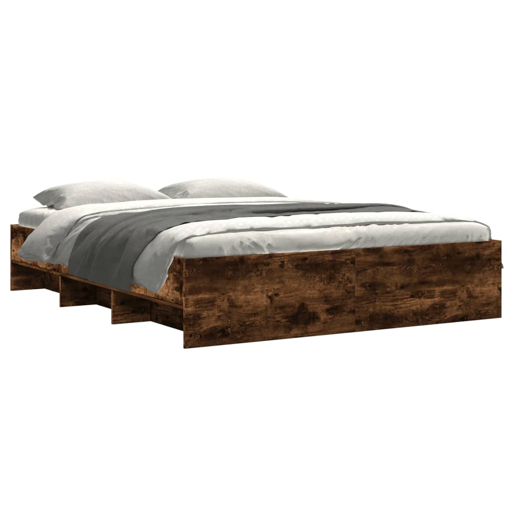 Bedframe zonder matras hout gerookt eikenkleurig 160x200 cm is nu te koop bij PeponiXL, paradijselijk wonen!