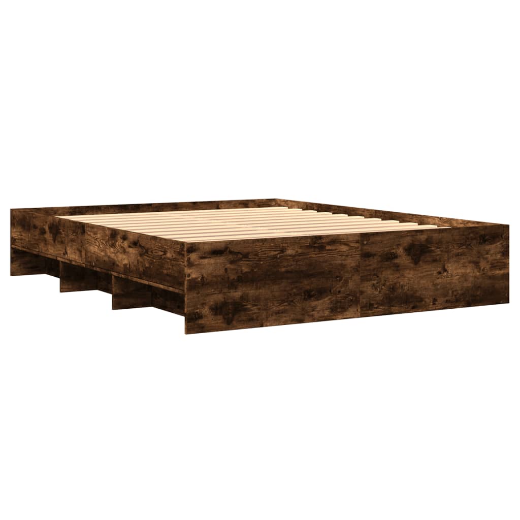 Bedframe zonder matras hout gerookt eikenkleurig 160x200 cm is nu te koop bij PeponiXL, paradijselijk wonen!