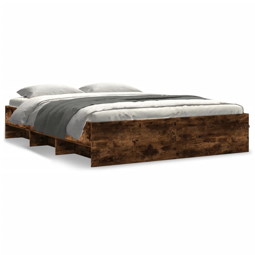 Bedframe zonder matras hout gerookt eikenkleurig 160x200 cm is nu te koop bij PeponiXL, paradijselijk wonen!