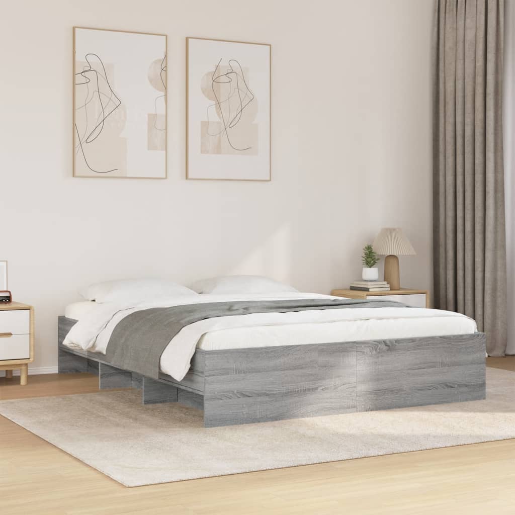 Bedframe zonder matras 160x200 cm spaanplaat grijs Sonoma is nu te koop bij PeponiXL, paradijselijk wonen!