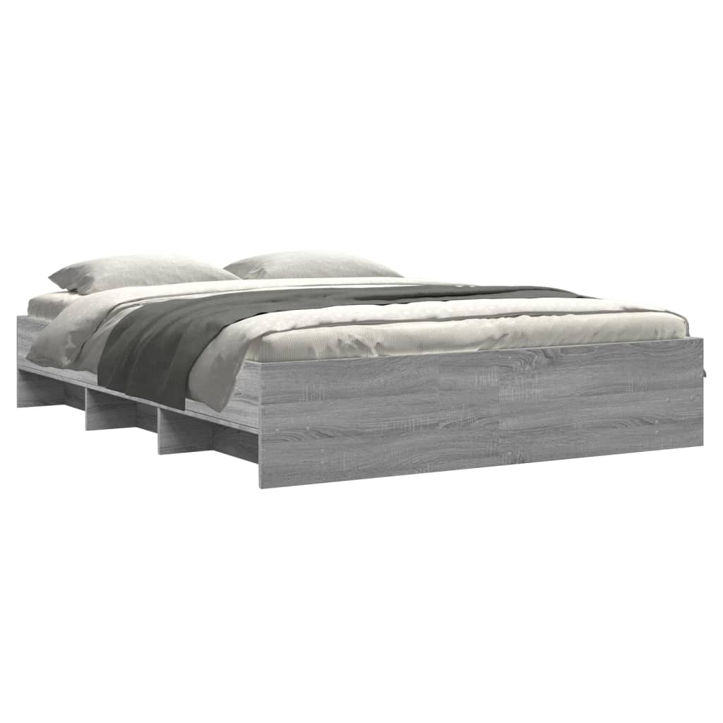Bedframe zonder matras 160x200 cm spaanplaat grijs Sonoma is nu te koop bij PeponiXL, paradijselijk wonen!